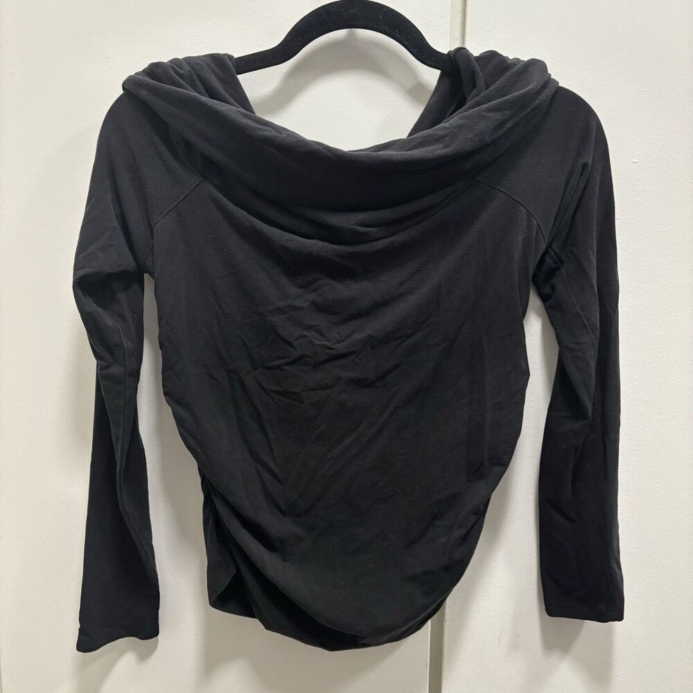 Reformation Sz Medium Black Cowl Neck Ruched Sides Long Sleeve Top